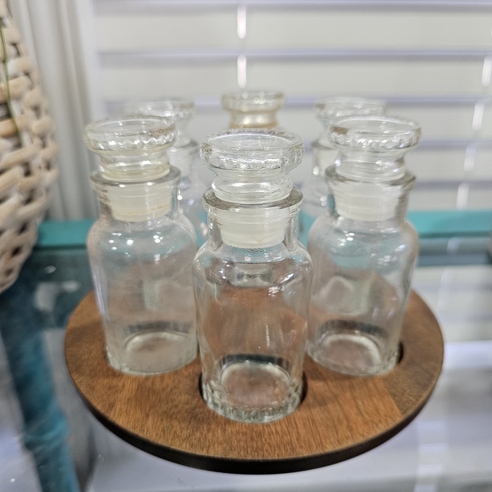 Glass Spice Jars with Wooden Tray